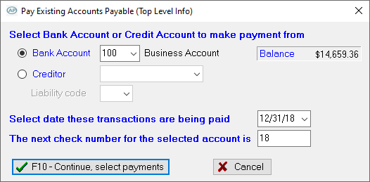 Pay Existing Accounts Payable