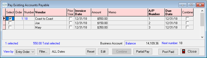 Pay invoices with PcMars accounts payable